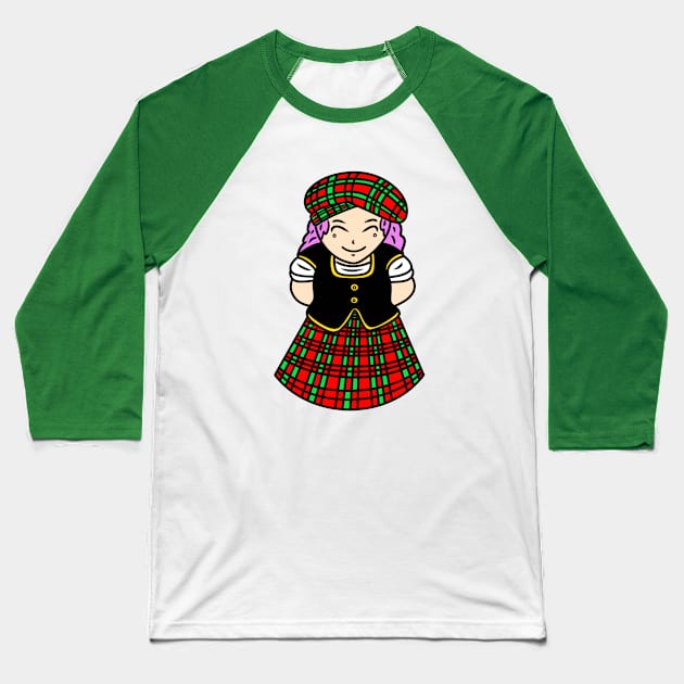 Chibi Scottish girl Baseball T-Shirt by Andrew Hau